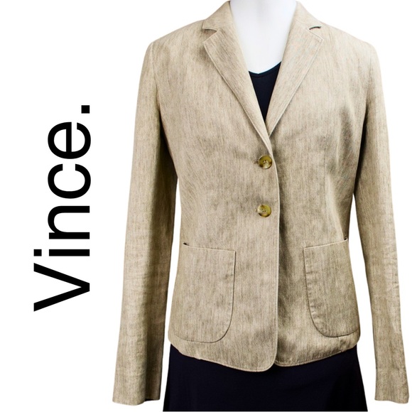 Vince Jackets & Blazers - Vince Linen Blend Blazer Women’s Size 6 Beige Tailored Jacket